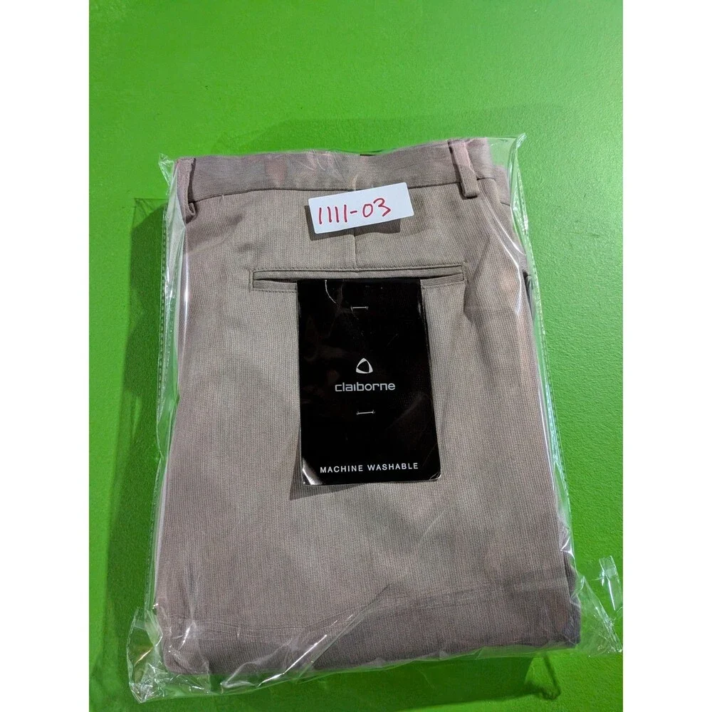 Claiborne Men's Dress Pants 40x32 NWT Beige Microfiber Corded NEW